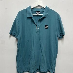 Diesel Men's Teal Polo Shirt with Logo